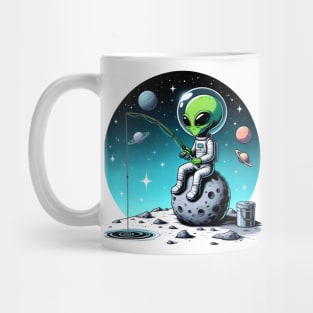 Cosmic fishing - Green alien Mug